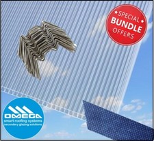 Polycarbonate Greenhouse 4mm replacement Panels (5 Pack) + W Clips + Tape (10m)