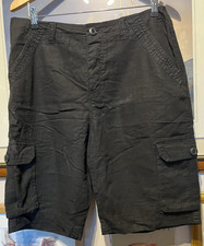 Urban Spirit Mens Black Shorts 34" Waist Cargo Pockets Lightweight