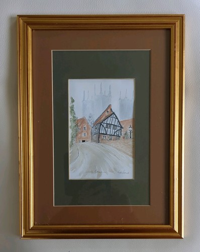 Framed watercolour the crooked - watercolour,