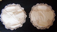 CUSHION COVERS, FLORAL, COTTON, LACE, ROUND, WHITE, CREAM, VINTAGE