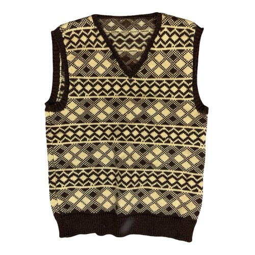 Vtg 70s brown - brown, geometric