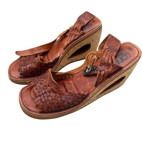 Vtg 70s brown leather - 9m,
