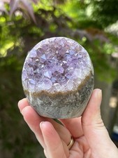 Large Uruguayan Rainbow Purple Amethyst Crystal Cut base Freeform 292g 1