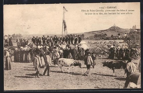 Old postcard carnac feast of - old,