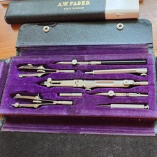 Vintage Technical Drawing Set – plus a Faber Castell slide rule. Both Cased.