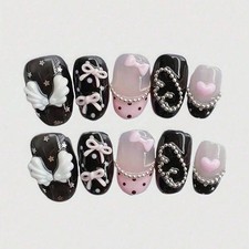 10pcs Pink Bow Press On Nails