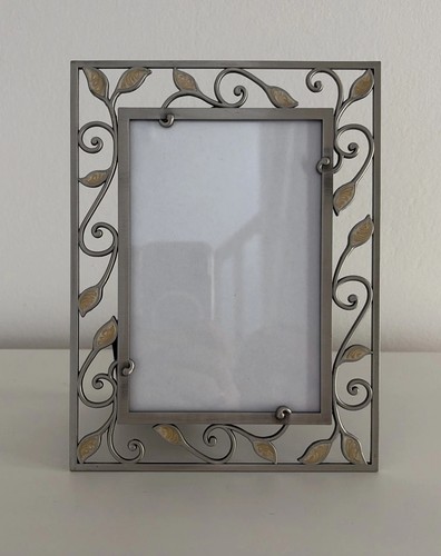 Pewter enamel photo frame - &,
