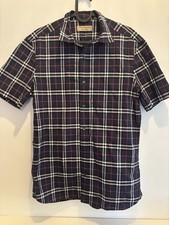 Burberry Men’s Short Sleeve nova Check Shirt Size Medium Navy blue