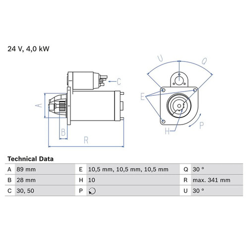 Bosch starter motor 24v - bosch,