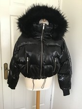 GREAT LADIES BLACK MANIEREDE VOIR PVC EFFECT PUFFER JACKET + REMOVEABLE HOOD 10