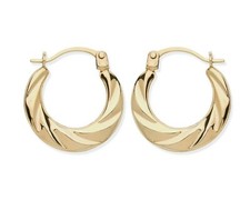 9CT YELLOW GOLD PATTERNED CREOLE HOOP EARRINGS