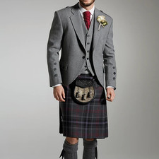 Men's Grey Wool Argyle Kilt
