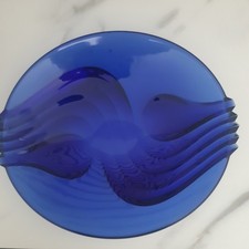 Extremely Stylish Vintage Cobalt Blue Glass Bowl Likely Luminarc France 32cm W