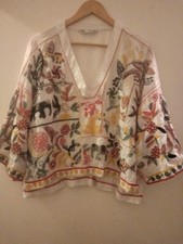Zara Embroidered Boho Top Size Small Generous Fit.