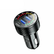 36W Dual USB QC3.0 Fast Car Charger Cigarette Lighter LED Switch Power Adapter E