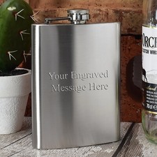 Personalised 8oz Large Hip Flask Mens Wedding Usher Best Man Gift Engraved FREE