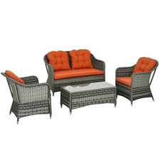 Outsunny 4 Pieces Rattan Sofa