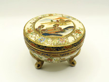 Antique Late 19th Century Japanese Tripod Earthenware Kogo Box