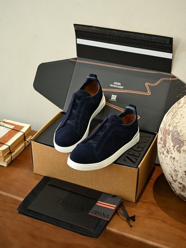 Zegna nens navy suede sneakers - zegna,