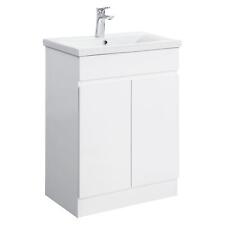Bathroom Cabinet Vanity Unit Sink Basin Storage White Gloss Ceramic 60cm