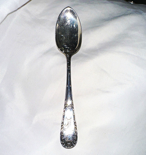 Silver plated floral handle - silver,