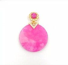 CZ Nature Jade Round Pendant