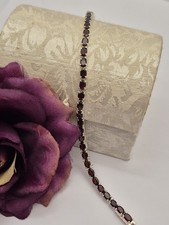 Sterling Silver Garnet Tennis Bracelet. Hallmarked