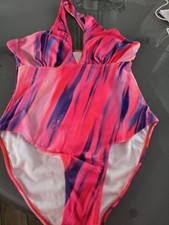 Ladies Pink Bathing Costume With Matching Sarong  Size Oxl Up To Size 16