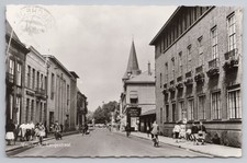 Enschede Netherlands RPPC Postcard Langestraat Street Scene Church Spire