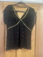 Toast Black and Gold Silk Top