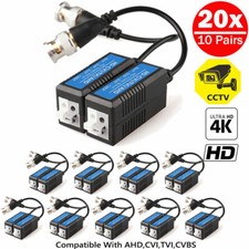 20x CCTV Video Balun 8MP 4K HD BNC Passive Connector Coaxial Cable Adapter UK