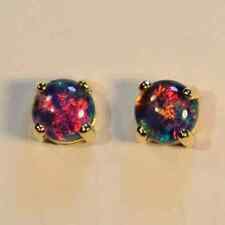 Fiery Genuine Australian Black Fire Opal Earring 925 Silver Handmade Earrings