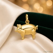 14K Yellow Gold Pig Charm