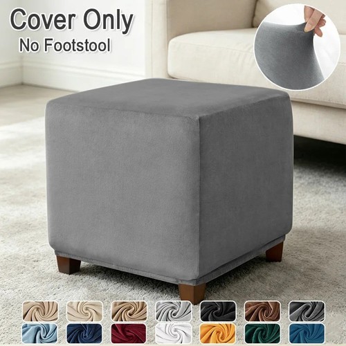 Soft velvet square ottoman - soft,