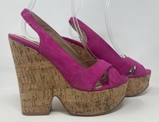 New Office size 3 (36) hot pink high heel wedge like strappy high heel sandals