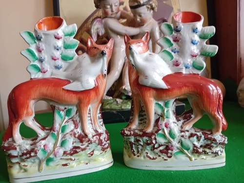 Pair staffordshire fox - a,