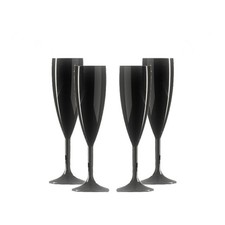 Black plastic champagne flutes - black,