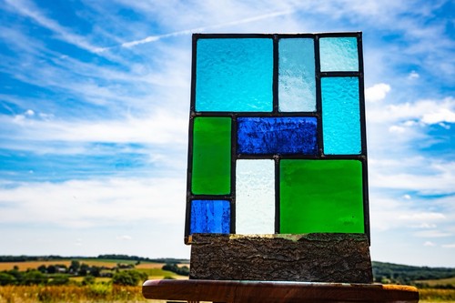 Stunning blue green leaded - blue,
