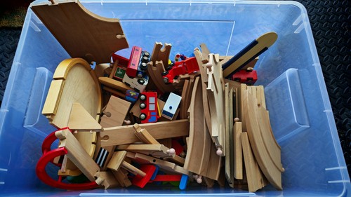Wooden train set - wooden, bundle