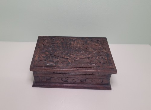 Vintage carved wooden box - wooden, with