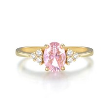 Ladies 9 Carat Gold & 925 Sterling Silver Pink and White Sapphire Ring