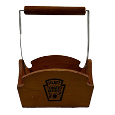 Heinz Ketchup HP Sauce Restaurant Sauce Napkin Cutlery Wood Caddy Basket Holder