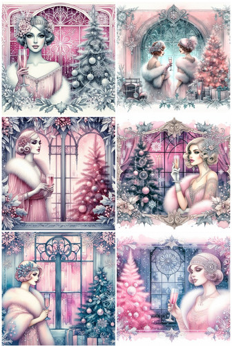 Art deco christmas - christmas, window