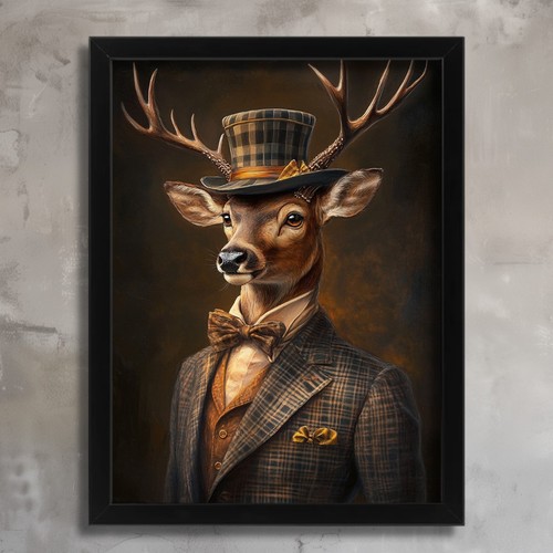 Vintage deer portrait noble - vintage,
