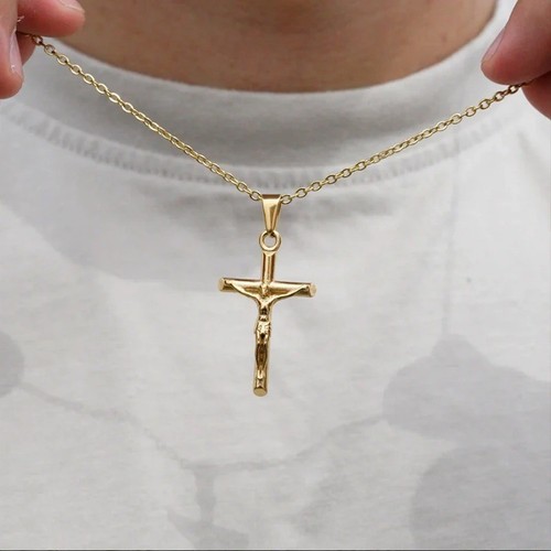 18k gold filled - gold, crucifix