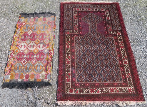 Old baluchi prayer rug - prayer,