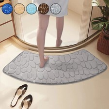 Bathroom Mat Curve Foot Mat Pebble Emboss Carpet Curved Bath Mat Non-slip UK