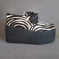 UNDERGROUND UK6  - WULFRUN  ZEBRA PONY HAIR  TRIPLE SOLE Creepers - UK6 - SHOES