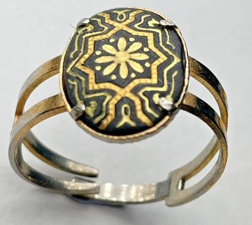 Vintage damascene flower - flower, ring