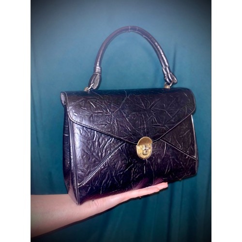 Vtg 60s black crinkled - black,